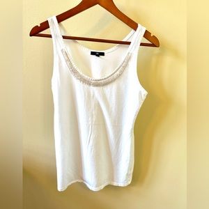 Gap White cotton tank top with beaded detail Size M